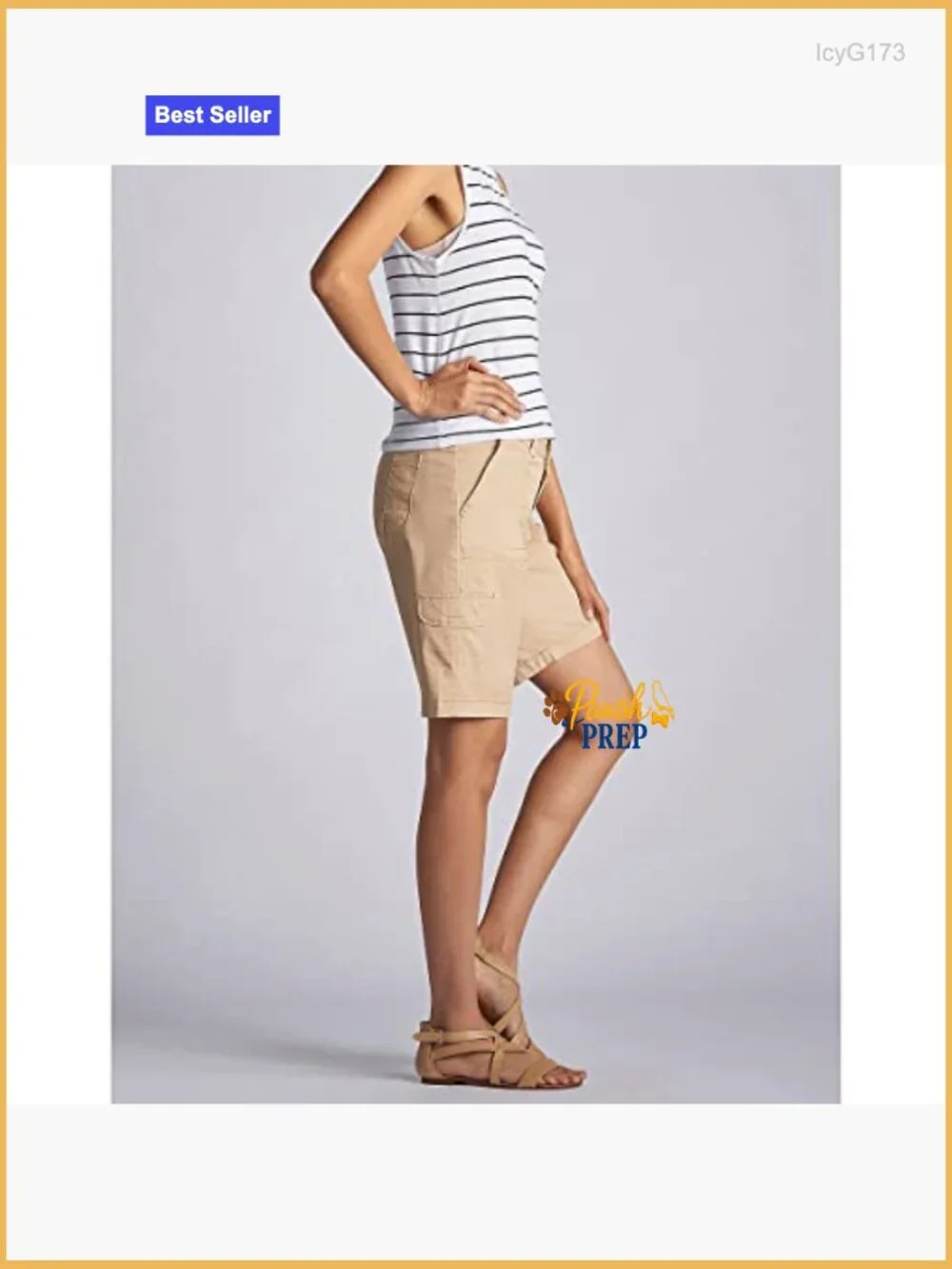 Relaxed Fit Cargo Bermuda Shorts with Knit Waist, 10" Inseam, Lightweight Denim - Picture 3 of 5